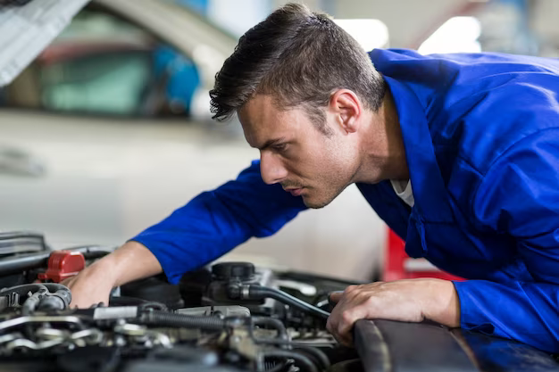 Mechanic servicing a car